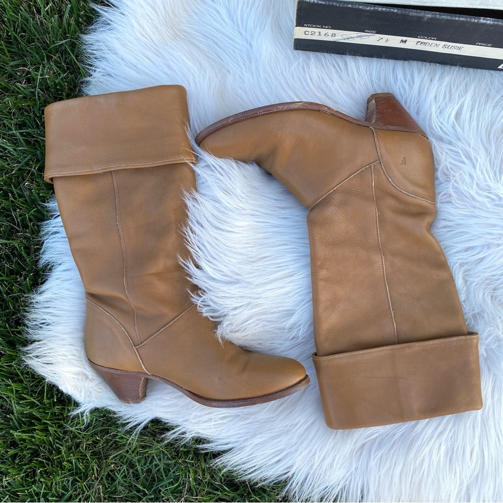 Frye vintage mid calf fold over cuff heeled boots 7.5